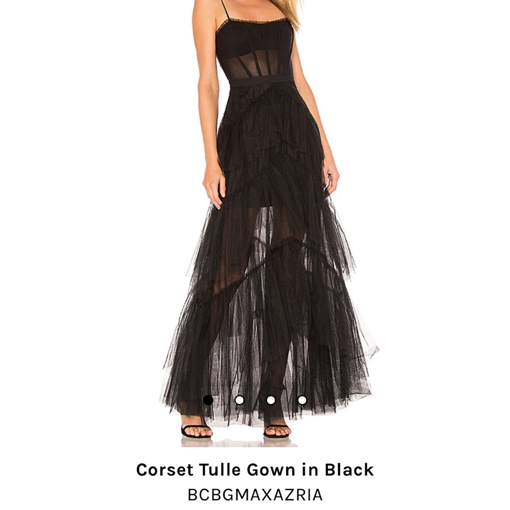 BCBG max azria black corset tulle dress
